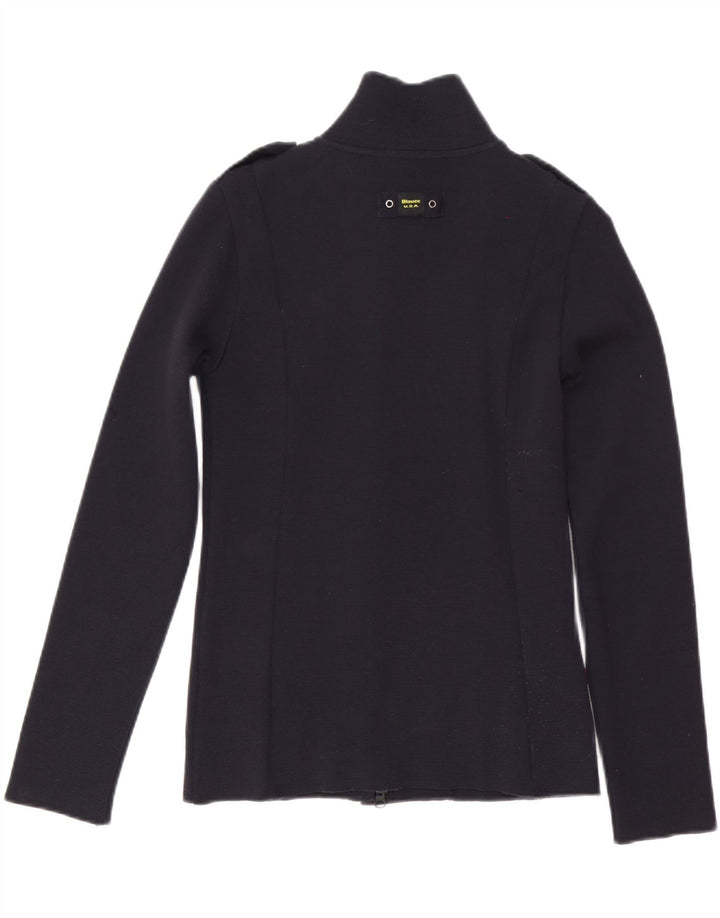 Suéter cardigã feminino Blauer UK 10 pequeno lã azul marinho