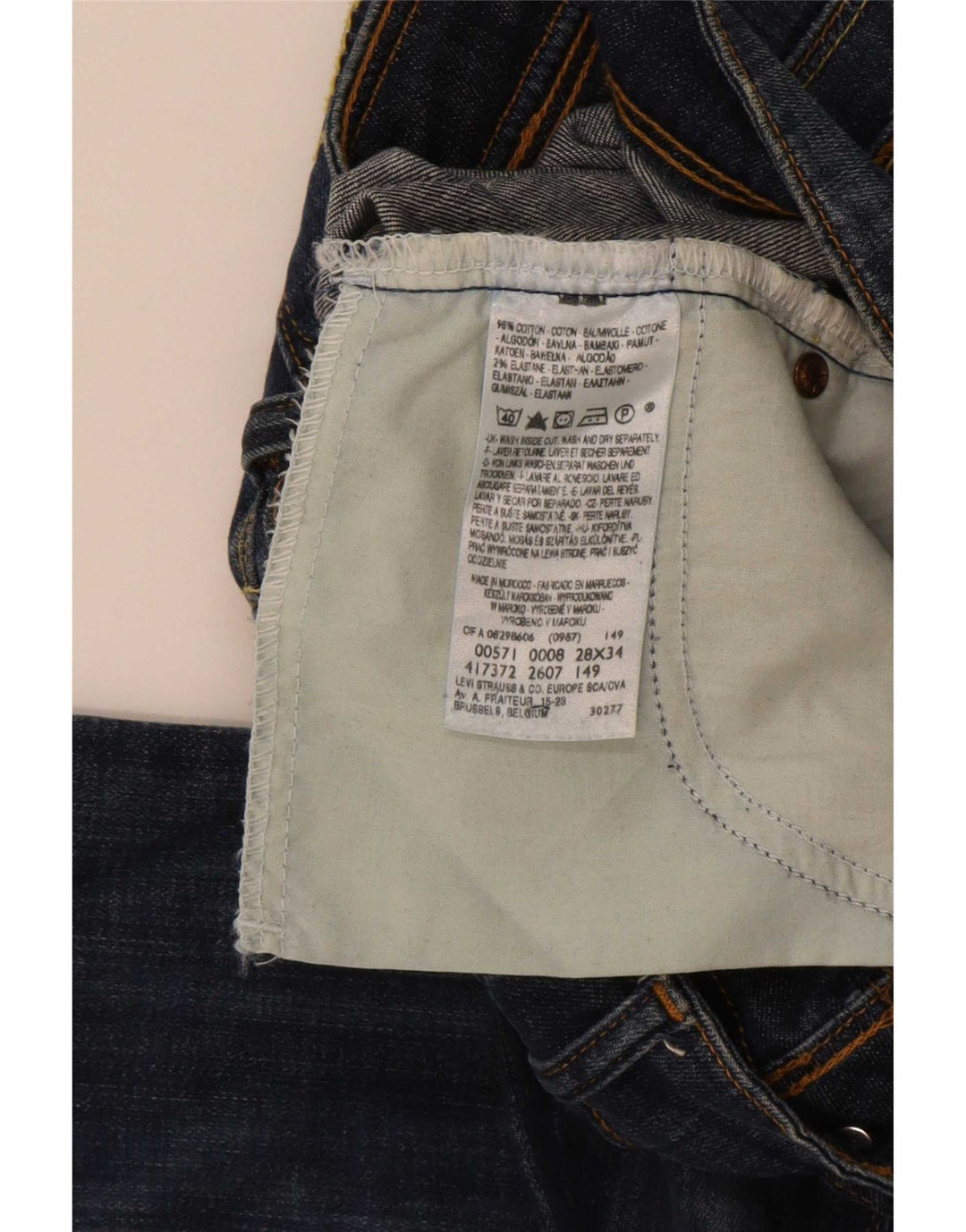 Calça jeans feminina Levi's 571 Slim W28 L34 azul marinho algodão