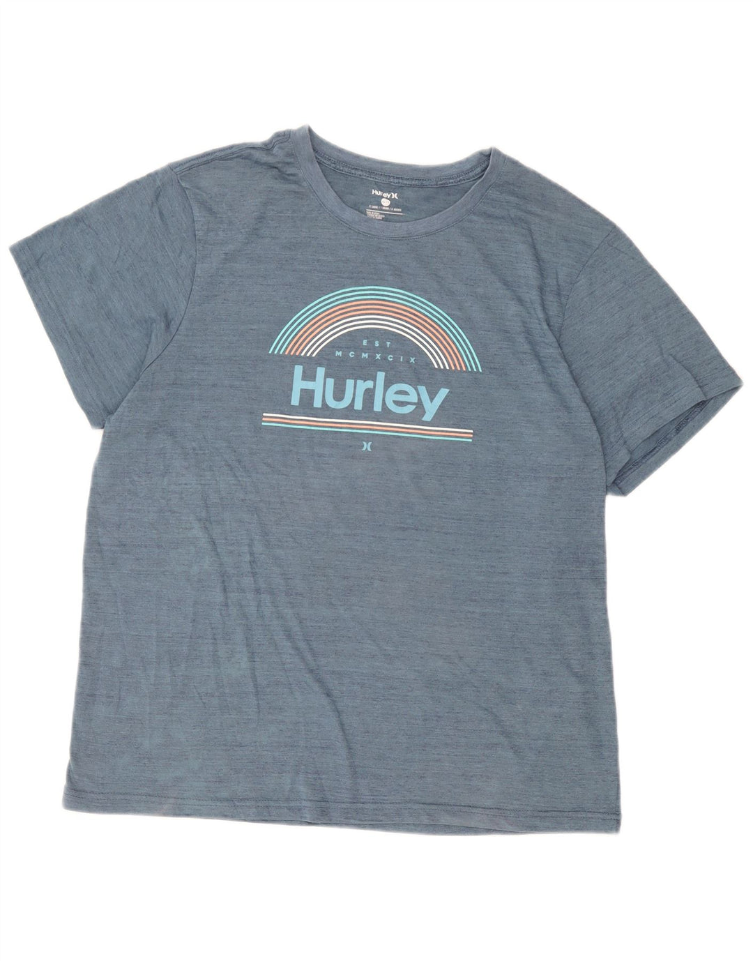 Camiseta gráfica masculina Hurley XL azul poliéster