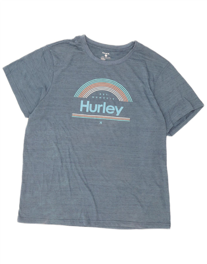 Camiseta gráfica masculina Hurley XL azul poliéster