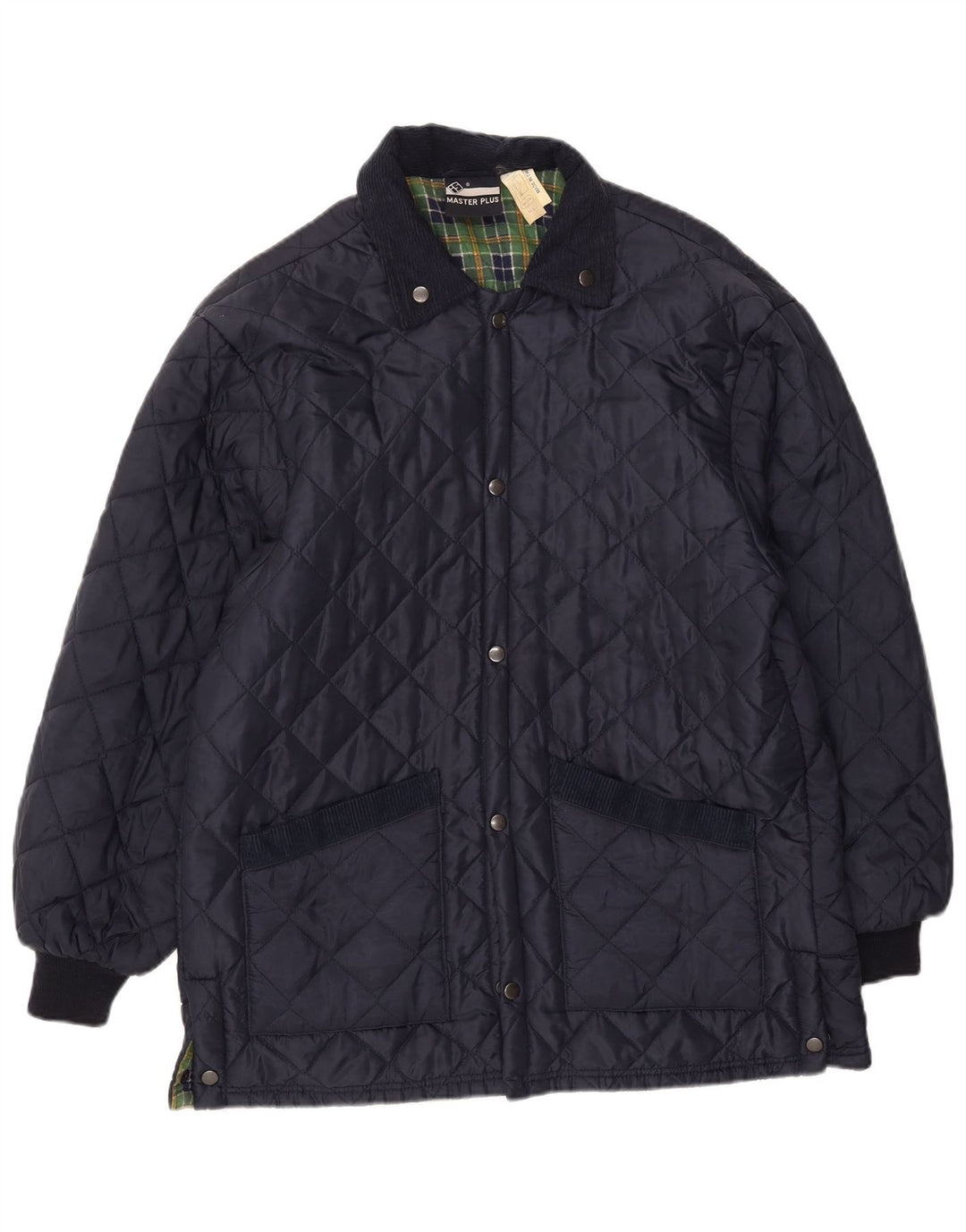 VINTAGE Mens Quilted Jacket UK 40 Large Navy Blue Nylon