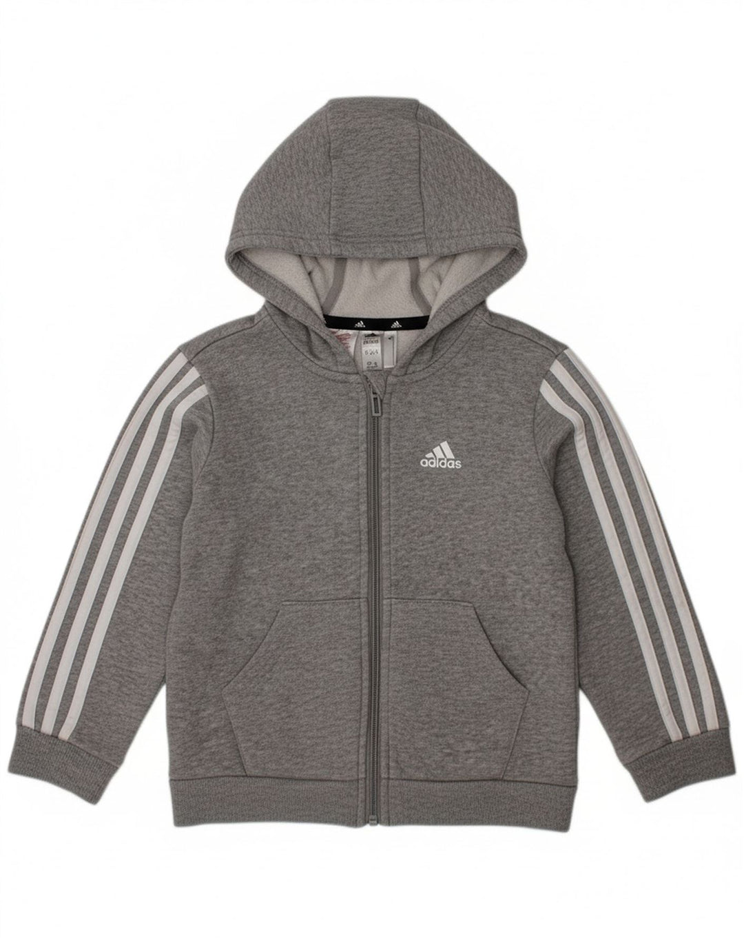 Suéter adidas masculino com capuz e zíper 5-6 anos algodão manchado cinza