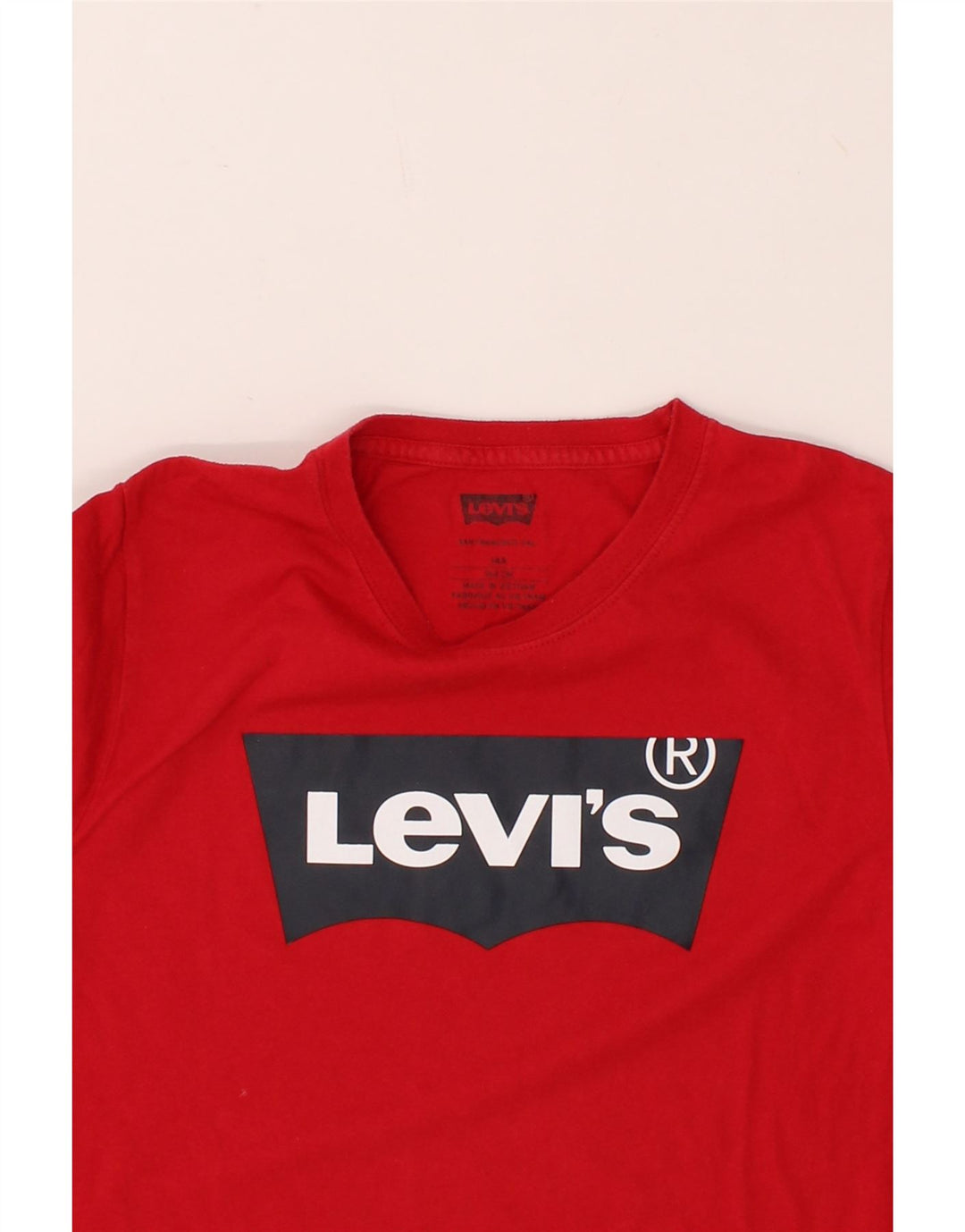 LEVI'S Boys Graphic Top Long Sleeve 13-14 Years Red Vintage Levi's and Second-Hand Levi's from Messina Hembry 