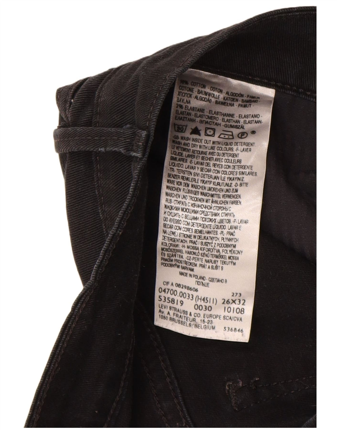 Calça jeans feminina Levi's Demi Curve Classic Fit Straight W26 L32 preta