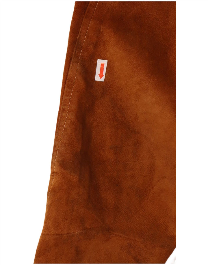 Jaqueta bomber masculina de camurça ESSEBI Reino Unido 40 grande couro marrom