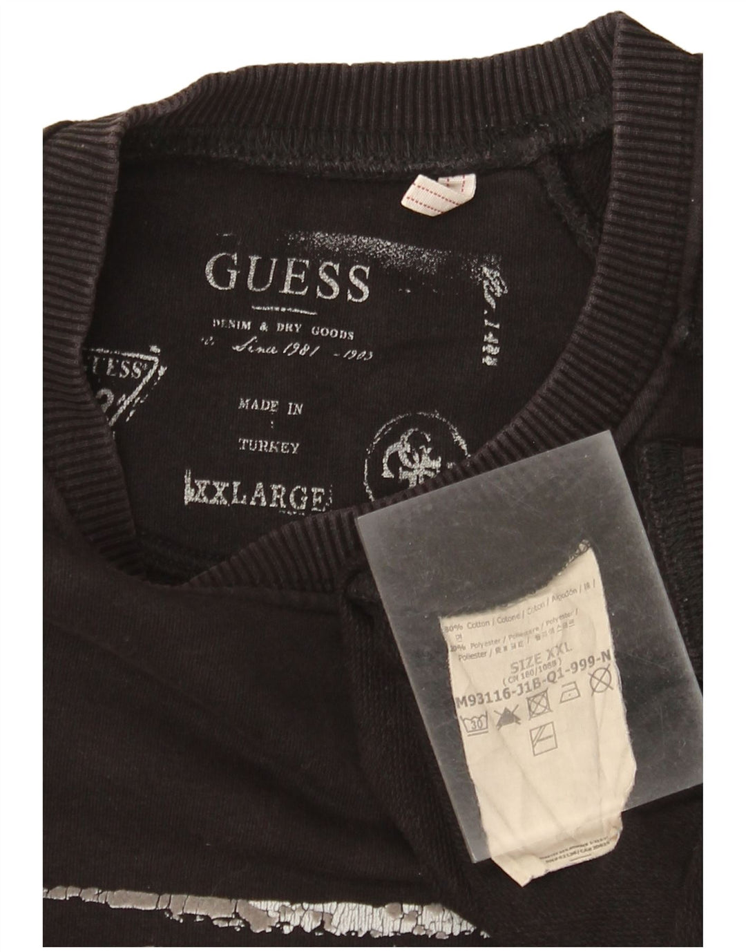 Guess moletom gráfico masculino jumper 2XL algodão preto