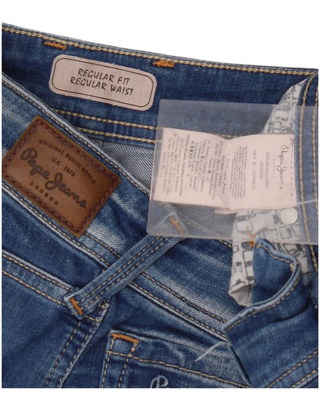 Shorts jeans feminino de ajuste regular PEPE JEANS W30 algodão azul médio