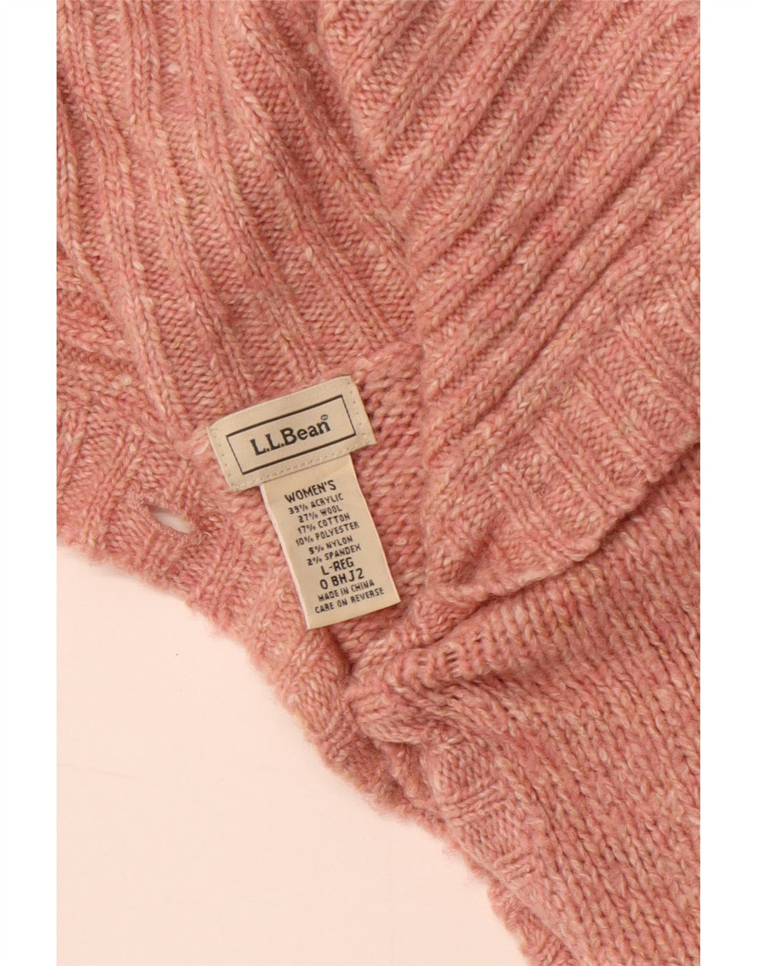 Suéter cardigã feminino L.L.Bean Reino Unido 16 grande acrílico rosa