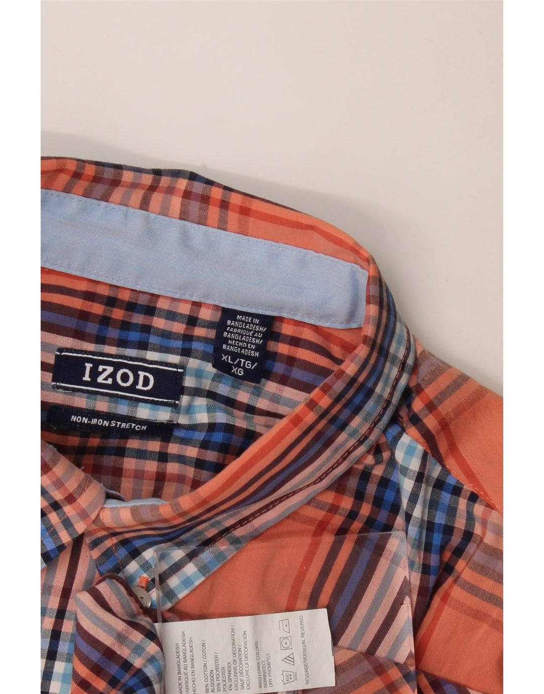 Camisa masculina Izod XL laranja xadrez algodão
