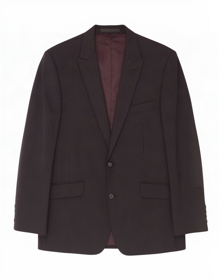 Jaqueta blazer masculina de 2 botões Marks & Spencer UK 38 risca de giz preta média
