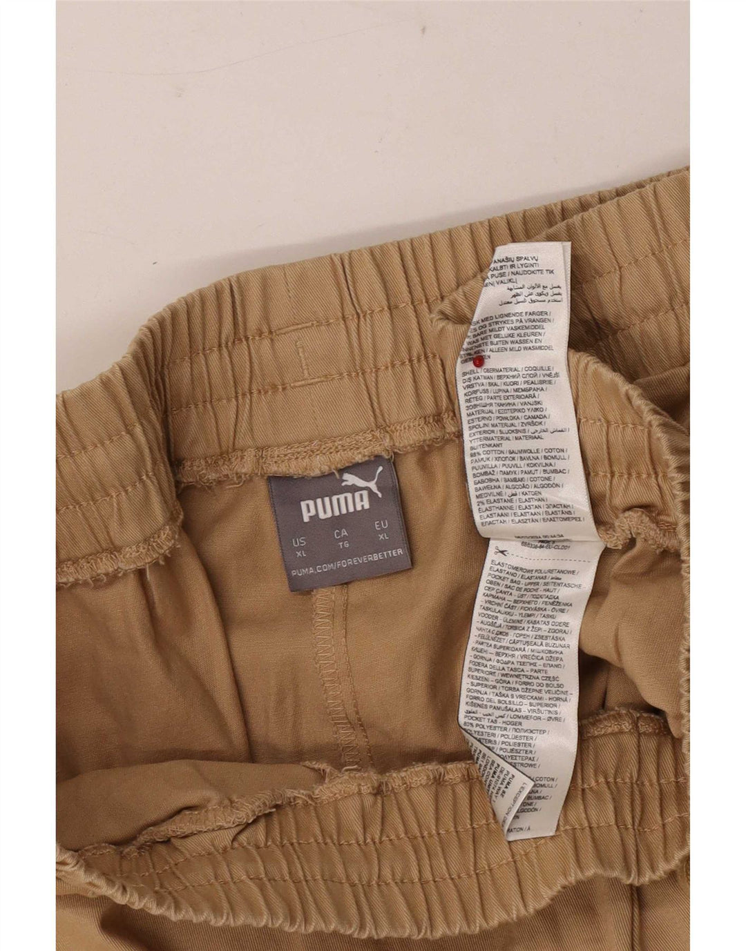 Calça regular masculina Puma XL W38 L28 algodão cáqui