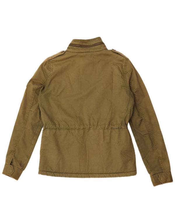 Jaqueta utilitária militar com capuz feminina Superdry Reino Unido 12 algodão cáqui médio