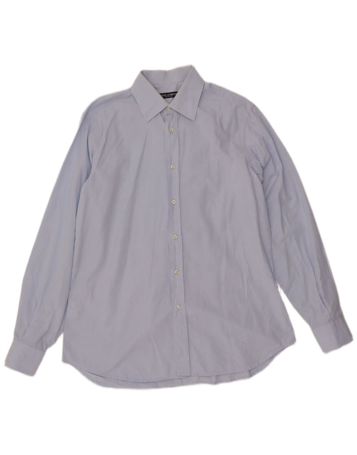 Camisa masculina DOLCE & GABBANA tamanho 16 41 grande algodão azul