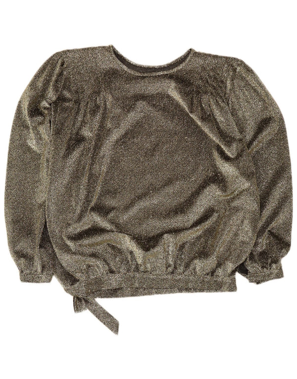 Blusa feminina vintage com ajuste relaxado Reino Unido 18 XL dourado salpicado