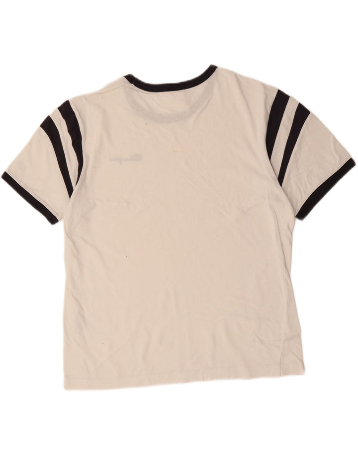Camiseta masculina CHAMPION Top médio branco colorblock algodão