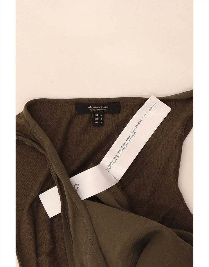 Colete feminino Massimo Dutti UK 10 pequeno algodão cáqui