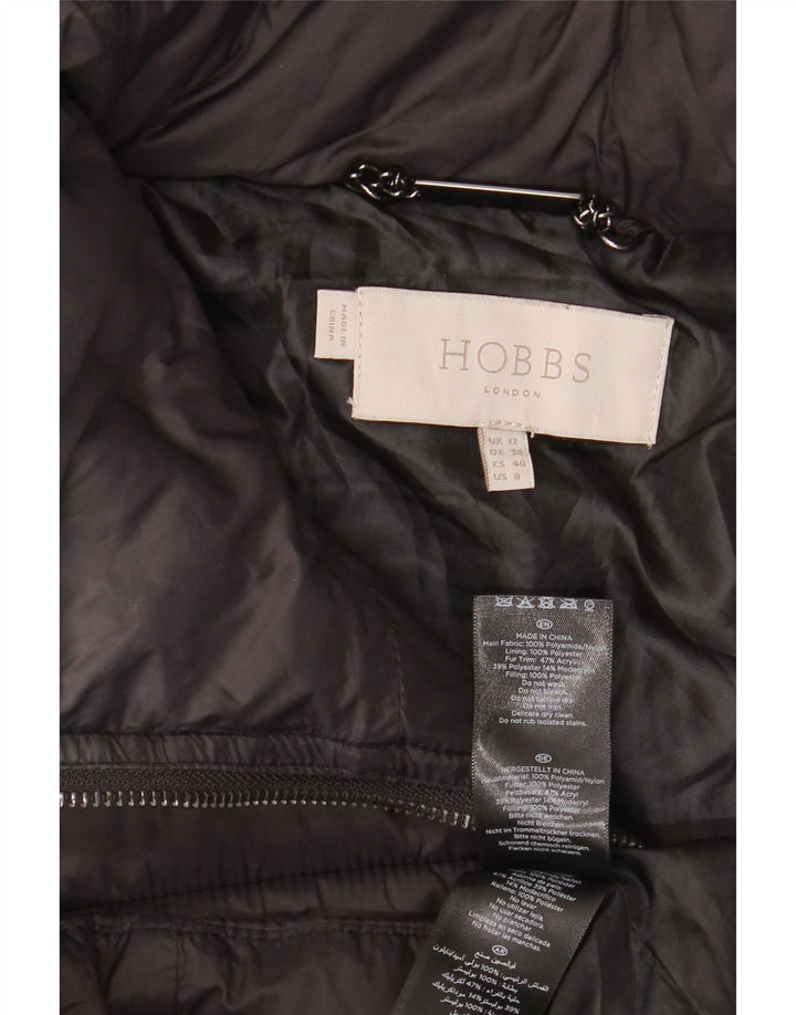 Casaco acolchoado com capuz feminino Hobbs UK 12 médio preto poliamida