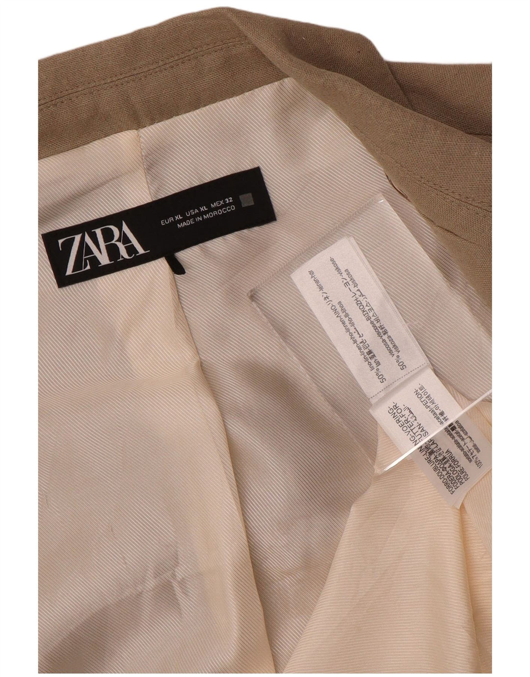 Jaqueta Zara Womens Open Blazer UK 18 XL Linho Bege