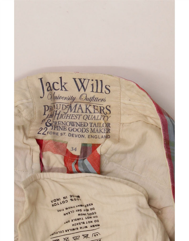 Shorts chino masculino JACK WILLS W34 grande algodão xadrez multicolorido
