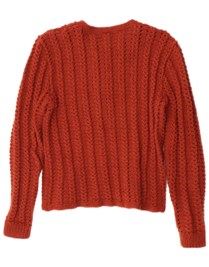 Suéter Cardigan Feminino Vintage UK 10 Pequeno Laranja