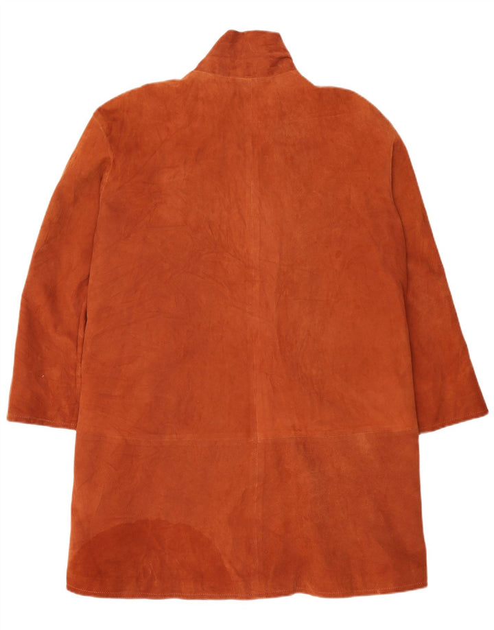 Sobretudo feminino vintage de camurça grande IT 42 couro marrom médio