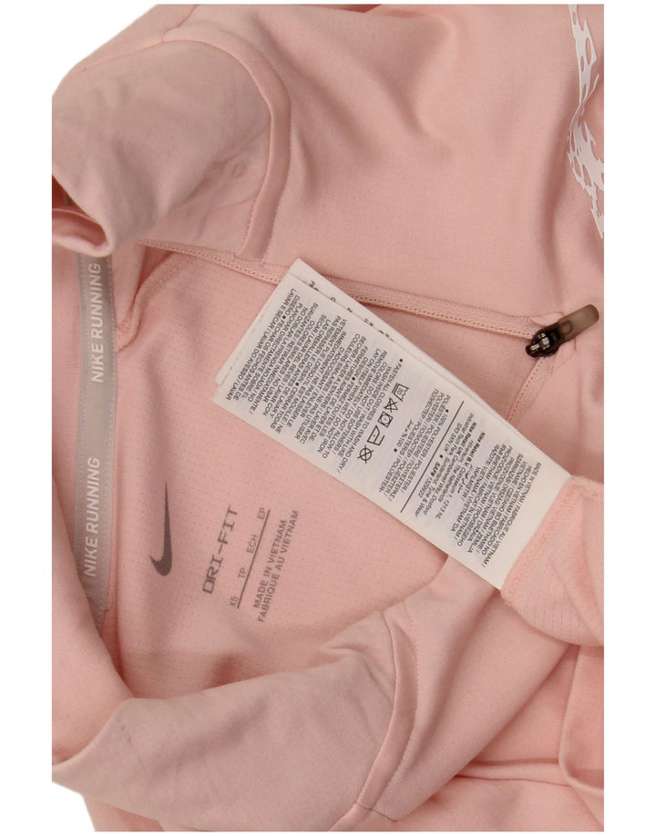Nike feminino oversized gráfico zip pescoço pulôver treino top reino unido 6 XS rosa