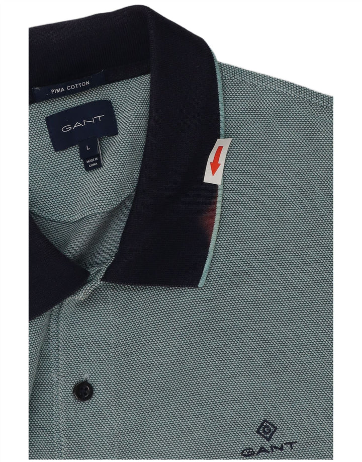 Camisa polo masculina de rugby Gant grande algodão azul