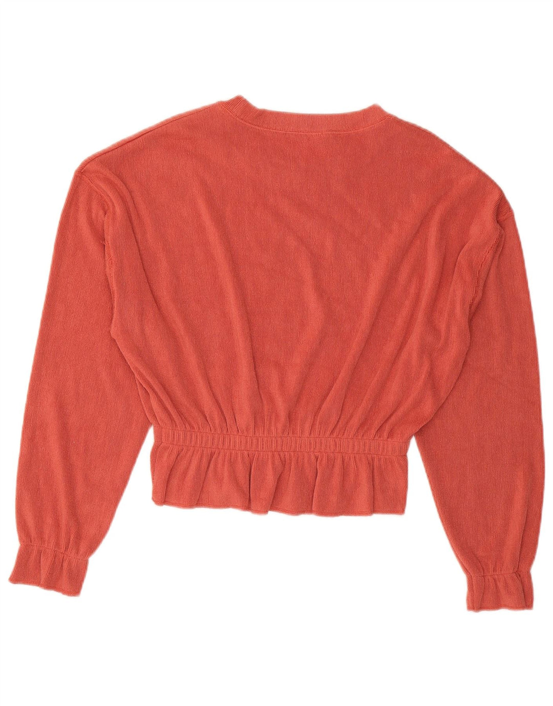 Zara Blusa feminina oversized cropped manga comprida top Reino Unido 10 pequeno laranja