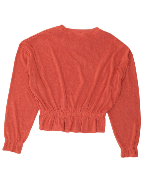 Zara Blusa feminina oversized cropped manga comprida top Reino Unido 10 pequeno laranja