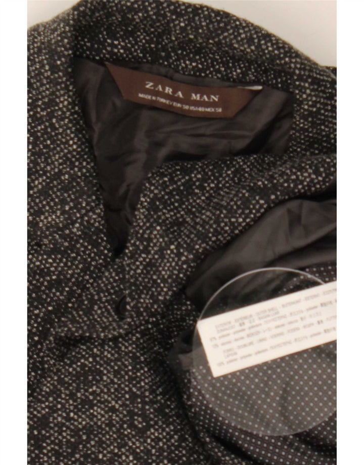 Jaqueta blazer masculina Zara com 2 botões EU 50 poliéster cinza médio