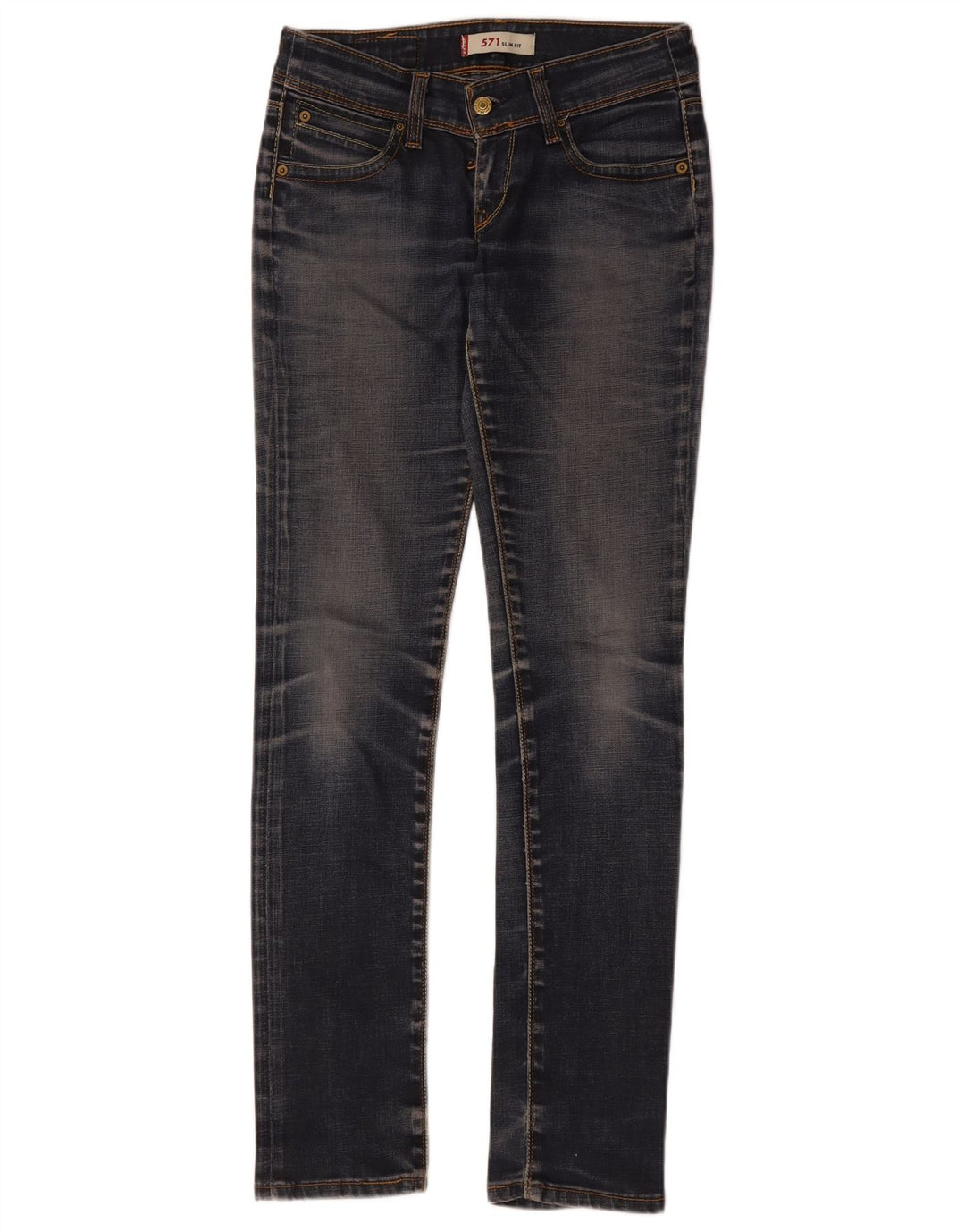 Calça jeans feminina Levi's 571 Super Low Slim W28 L34 azul algodão