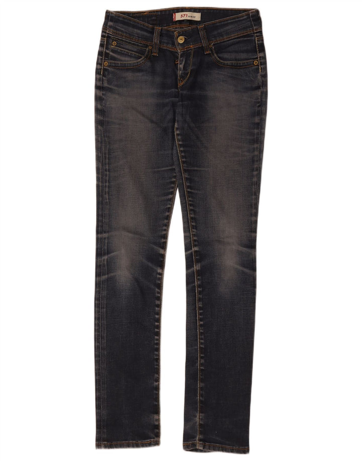 Calça jeans feminina Levi's 571 Super Low Slim W28 L34 azul algodão