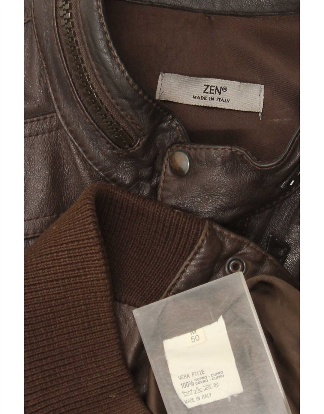 Jaqueta Zen Mens Bomber Couro Tamanho 50 Couro Marrom Médio