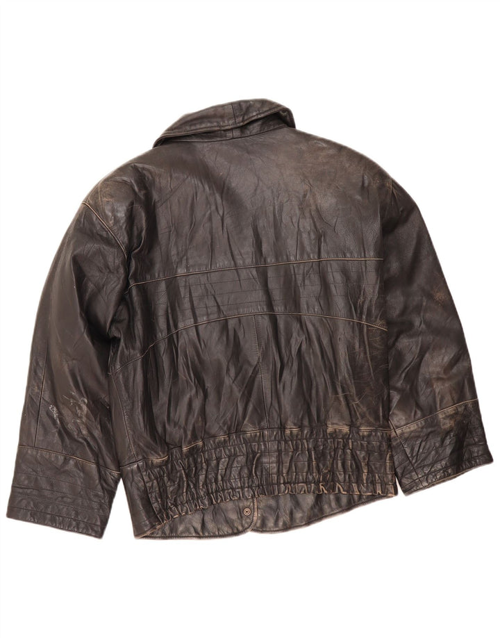 Jaqueta de couro feminina vintage UK 16 grande marrom