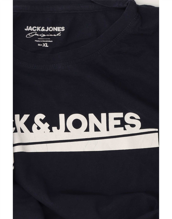 Camiseta gráfica masculina Jack & Jones Top XL azul marinho
