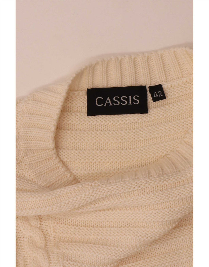 Suéter feminino vintage com gola canoa grande UE 42 grande bege
