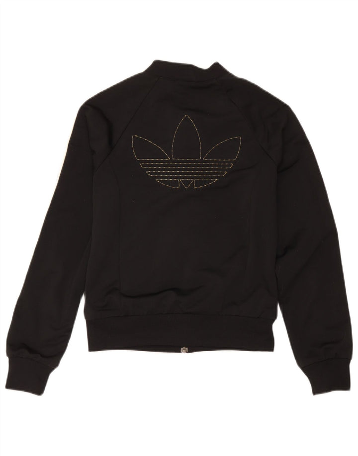 Adidas Womens Crop Graphic Tracksuit Top Jacket EU 38 Médio Preto
