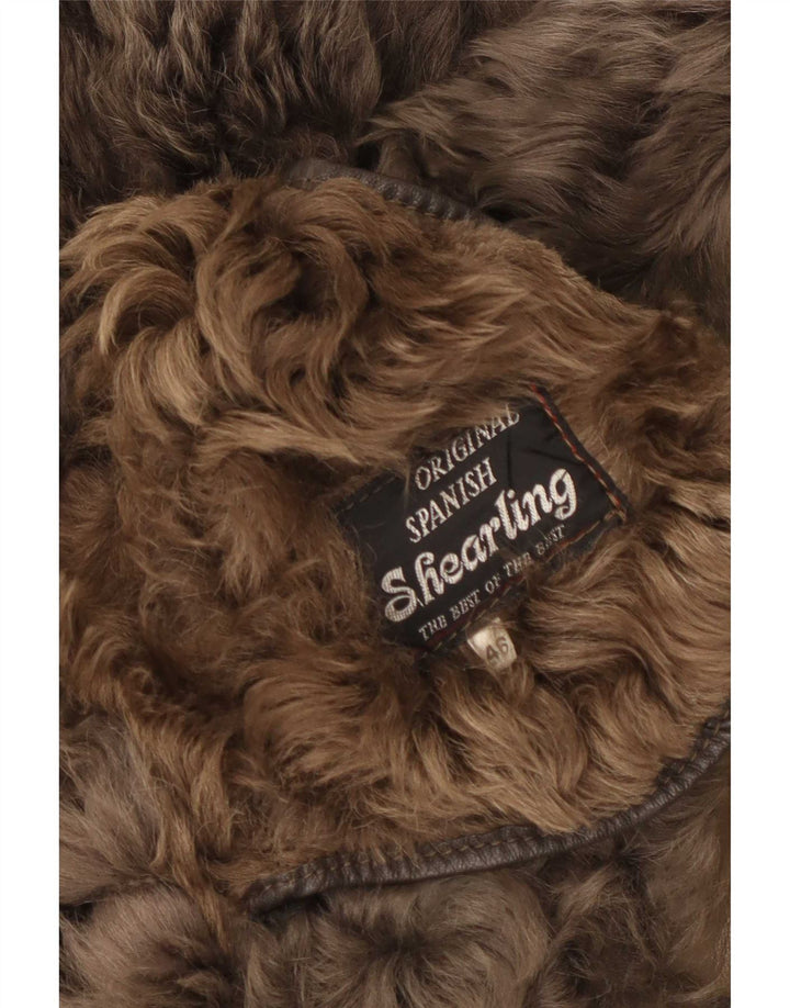 Jaqueta feminina vintage Shearling EU 46 XL marrom