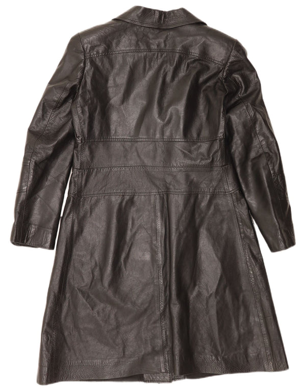 Casaco de couro feminino VINTAGE UK 14 médio preto