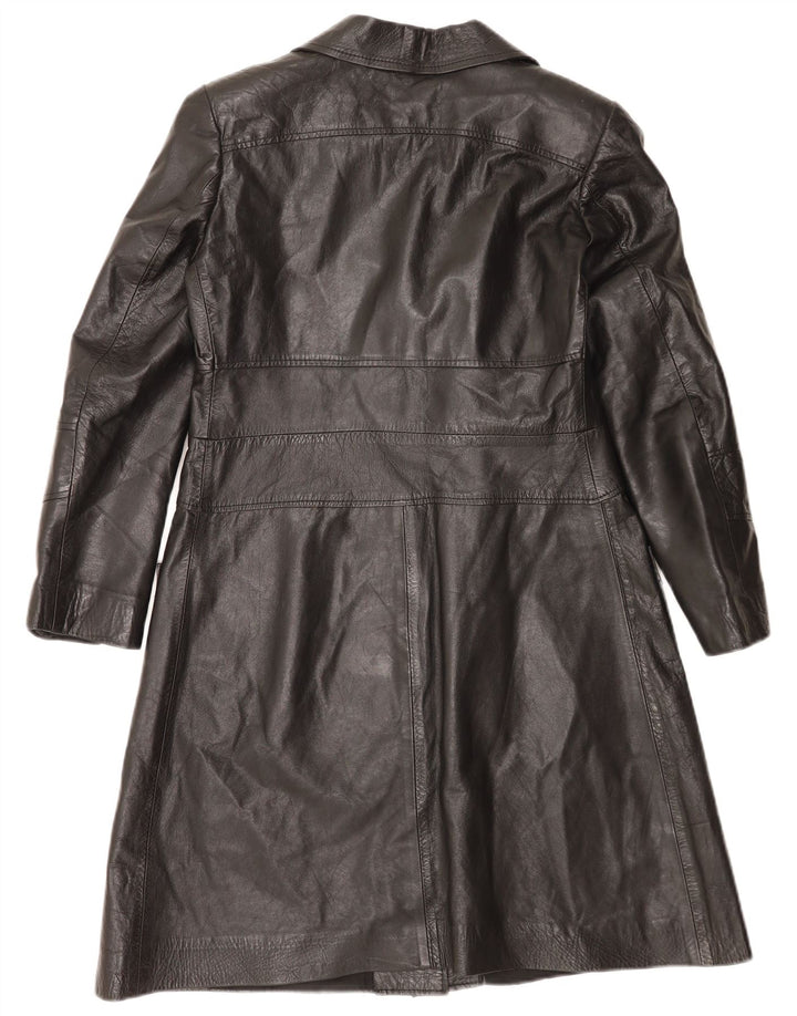 Casaco de couro feminino VINTAGE UK 14 médio preto