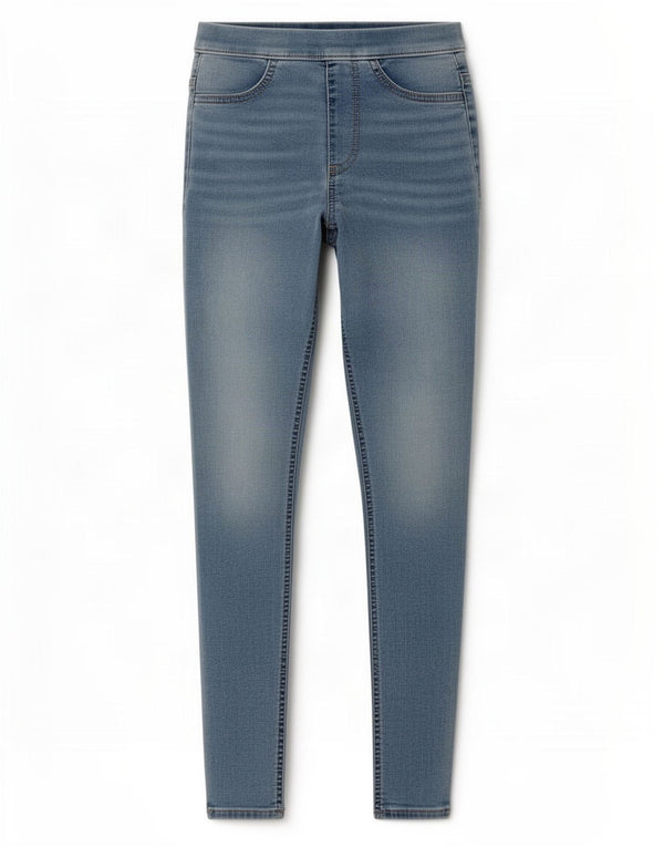 Calça jeans feminina Marks & Spencer UK 8 pequena W26 L28 azul algodão