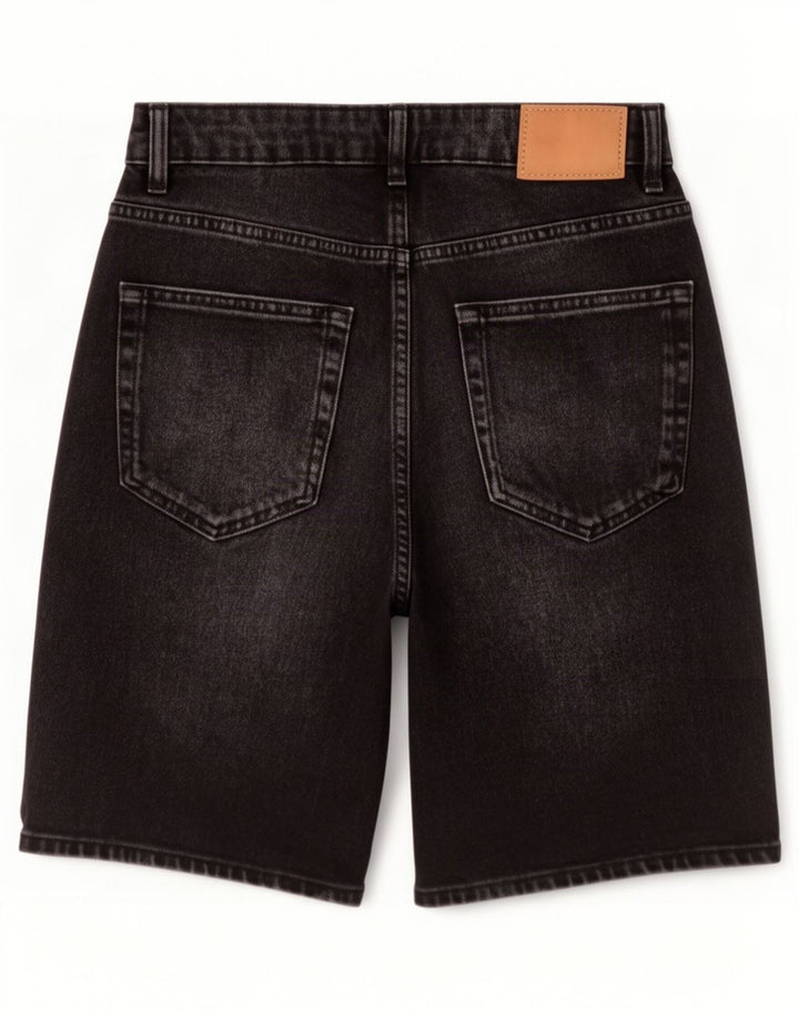 Zara Mens Denim Shorts EU 40 Médio W30 Algodão Preto