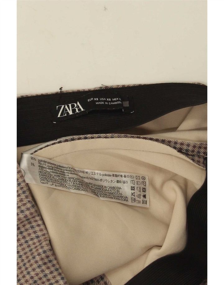 Zara Leggings Mulher UK 4 XS Cinza Houndstooth Poliéster