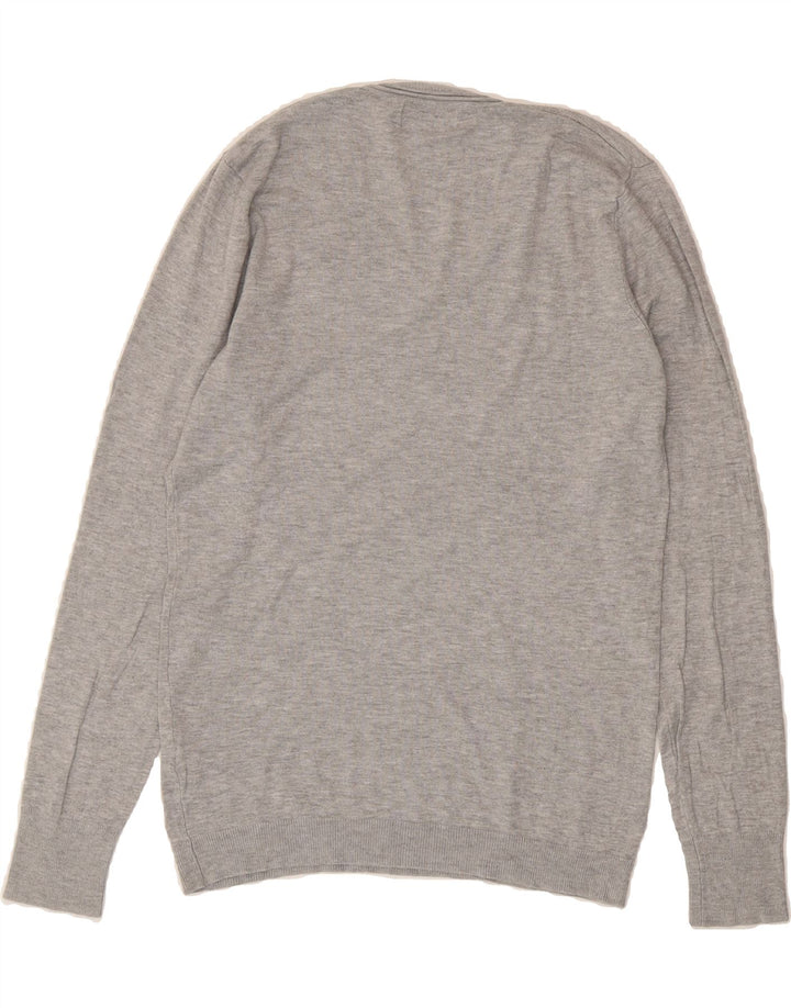 ZARA Mens V-Neck Jumper Sweater Medium Grey Viscose Vintage Zara and Second-Hand Zara from Messina Hembry 