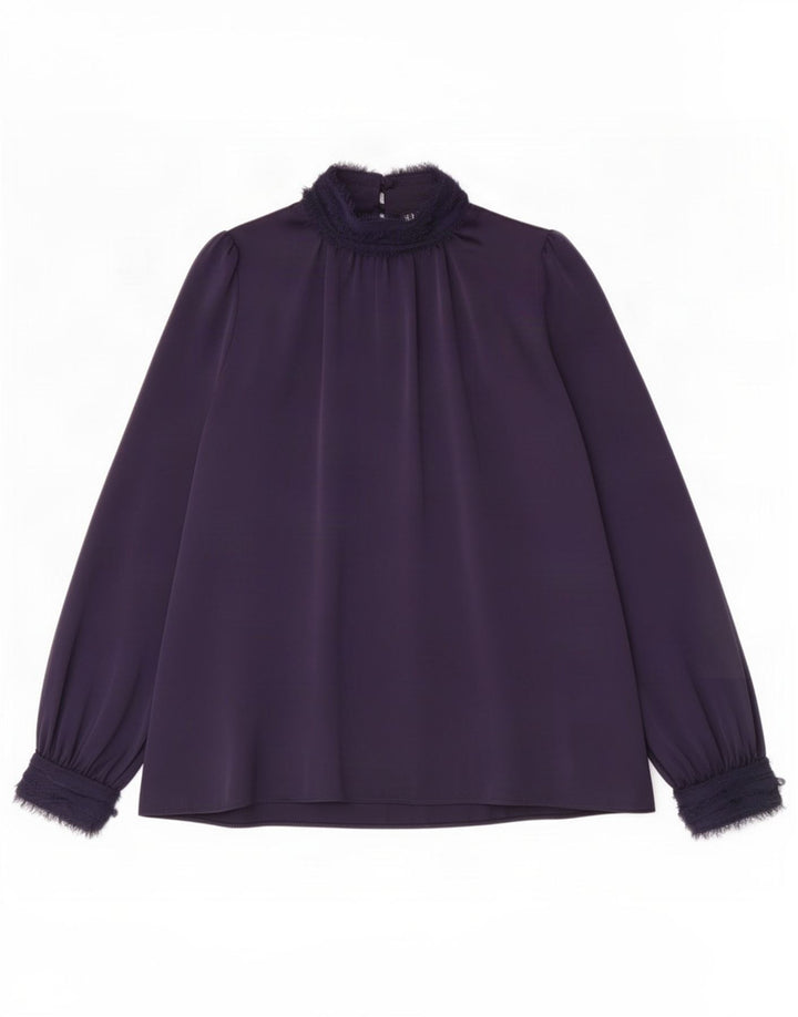 Blusa oversized feminina Zara UK 6 XS azul marinho poliéster