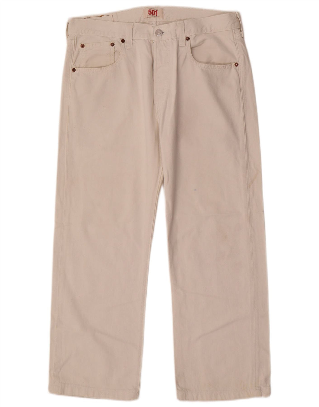 Calça jeans masculina Levi's 501 Straight W32 L26 algodão branco