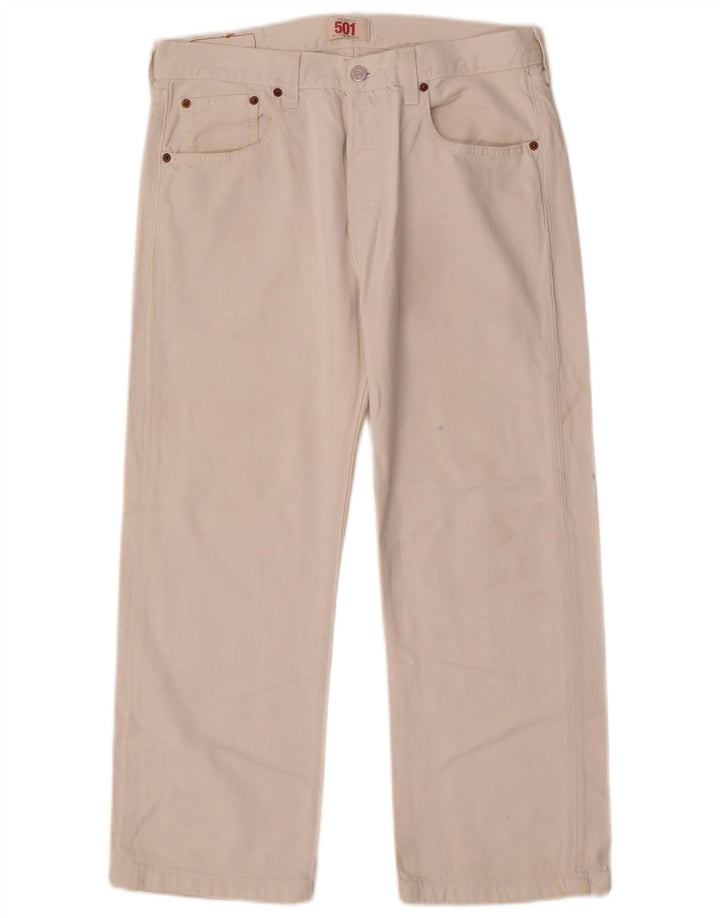 Calça jeans masculina Levi's 501 Straight W32 L26 algodão branco