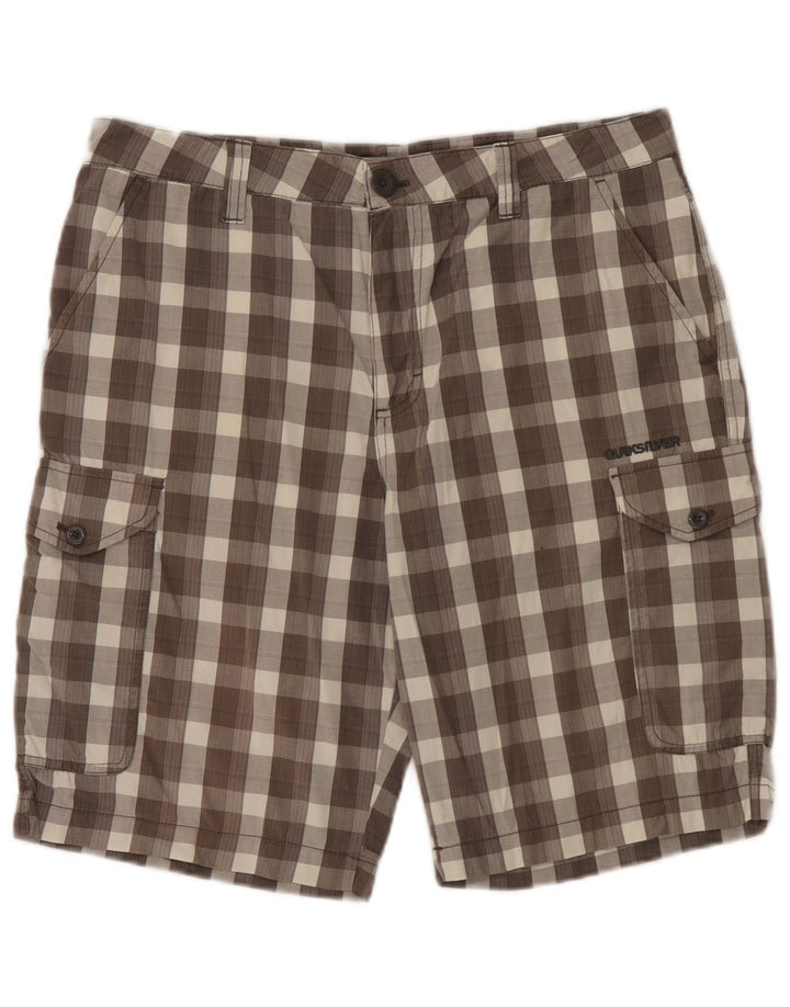 Shorts Cargo Masculino Quiksilver W32 Algodão Xadrez Marrom Médio