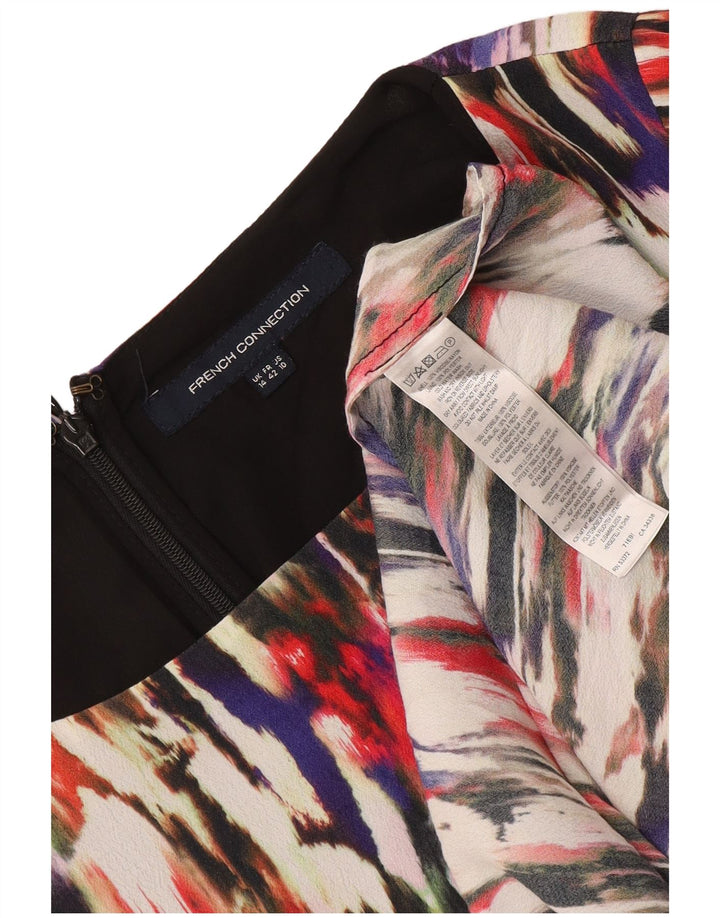 Vestido feminino linha A French Connection Reino Unido 14 grande bloco colorido multicolorido
