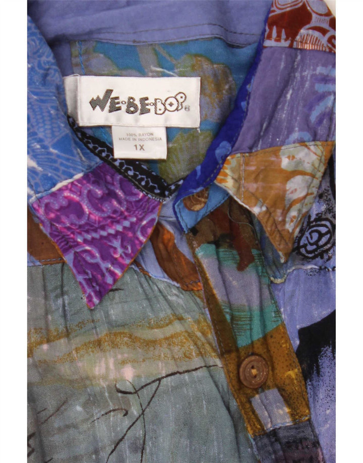 Vestido camisa feminino grande We Be Bop Reino Unido 18 XL patchwork multicolorido
